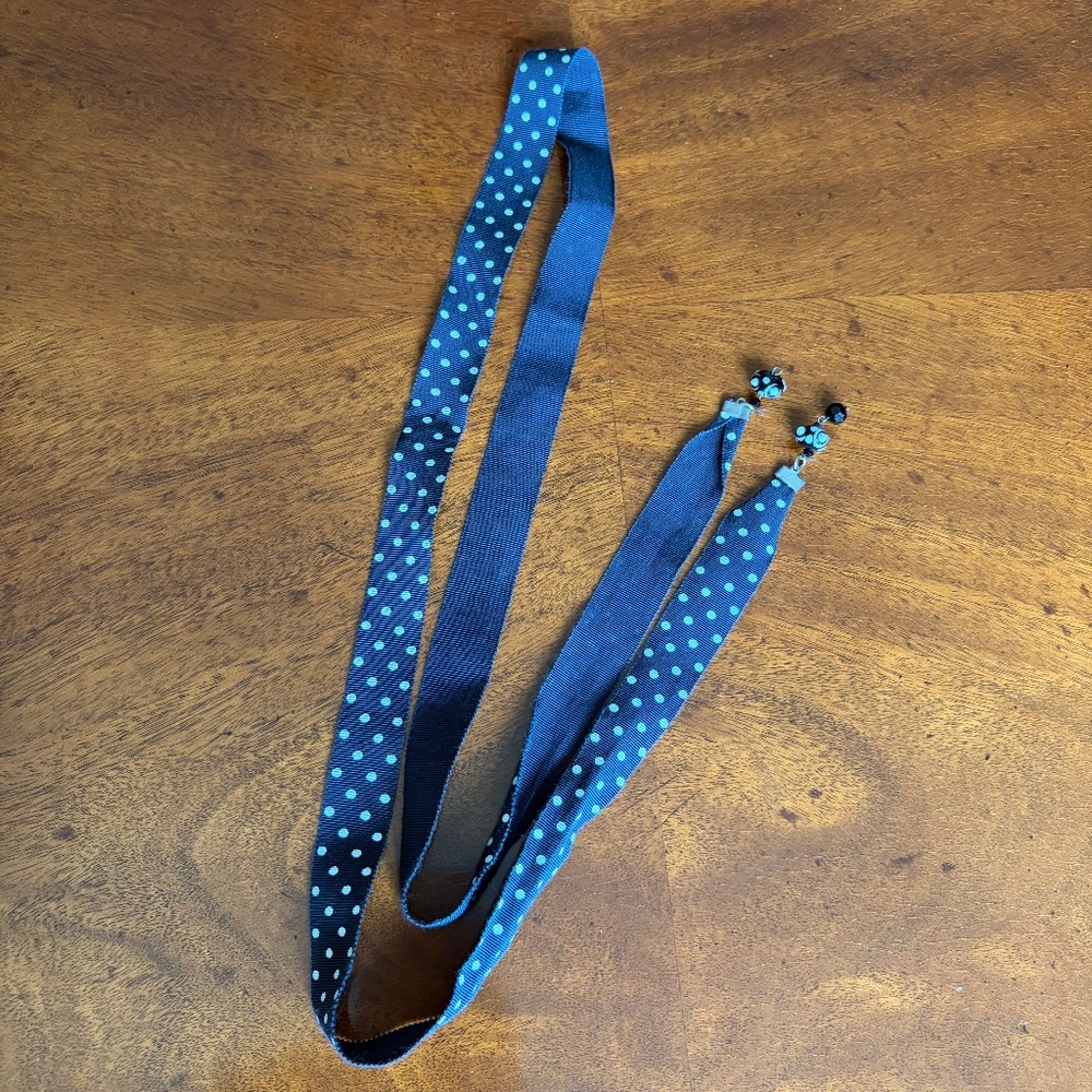 ribbon belt black white polka dot